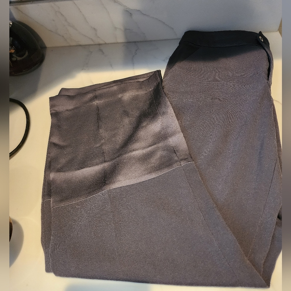 Anthropologie Leifsdottir Slate Satin Accent Trousers